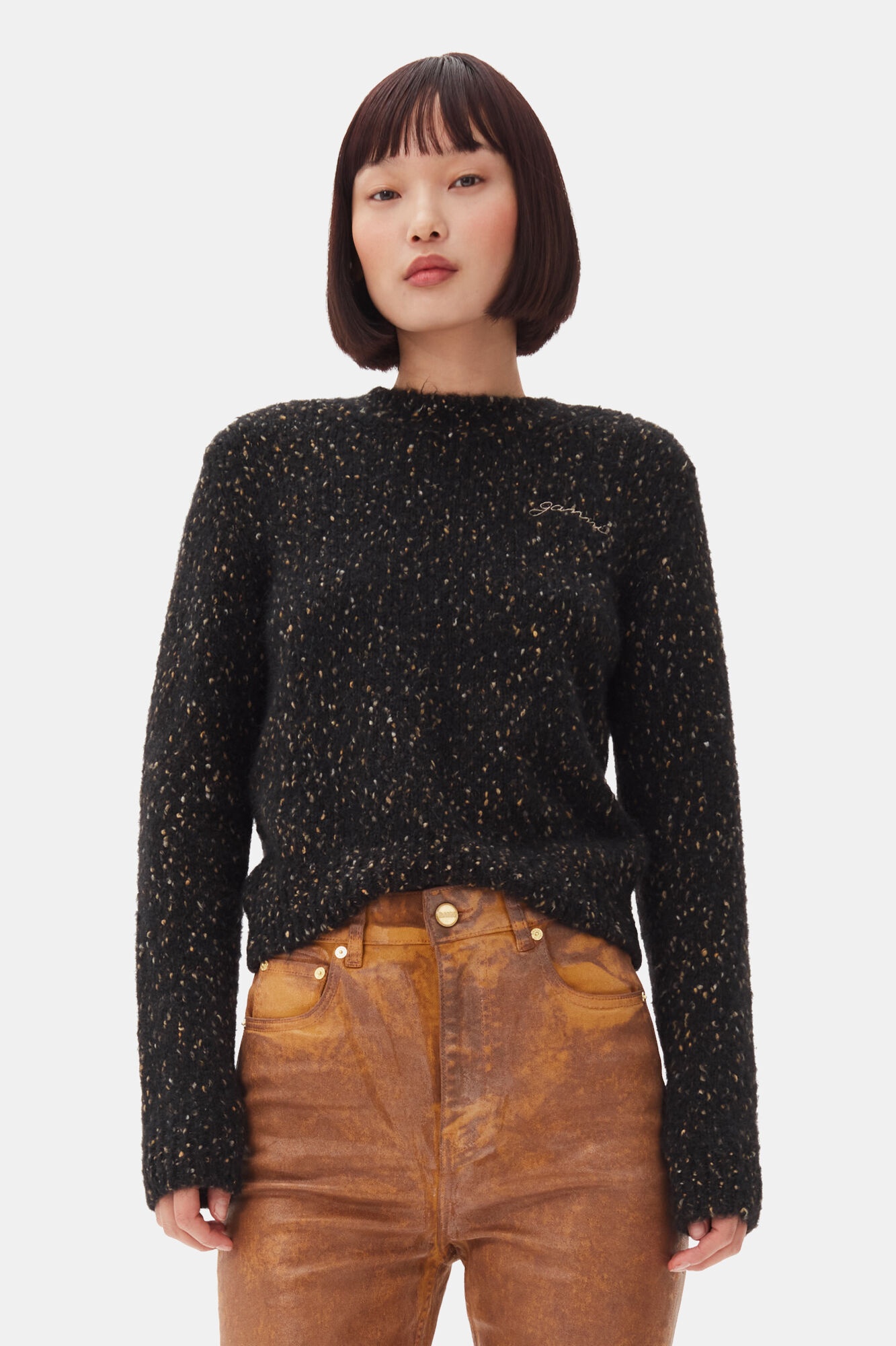 BLACK O-NECK SWEATER - 2