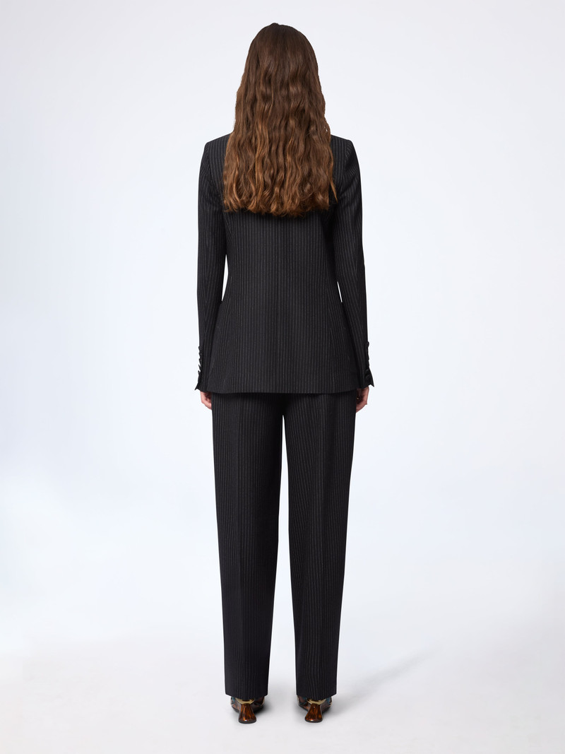 Wide-Leg Pinstriped Wool Pants 4