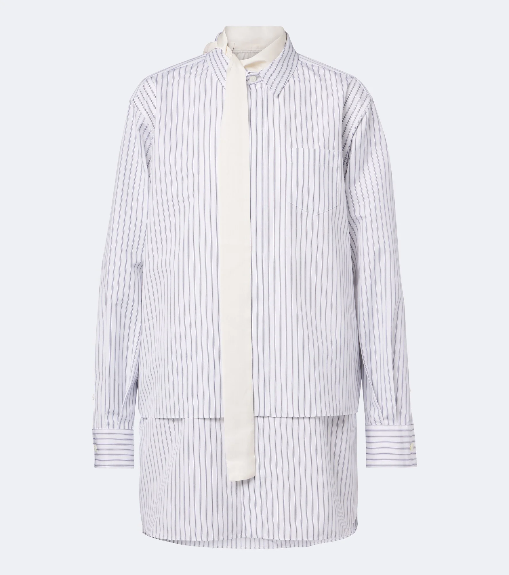 Layered striped cotton-blend poplin shirt - 1