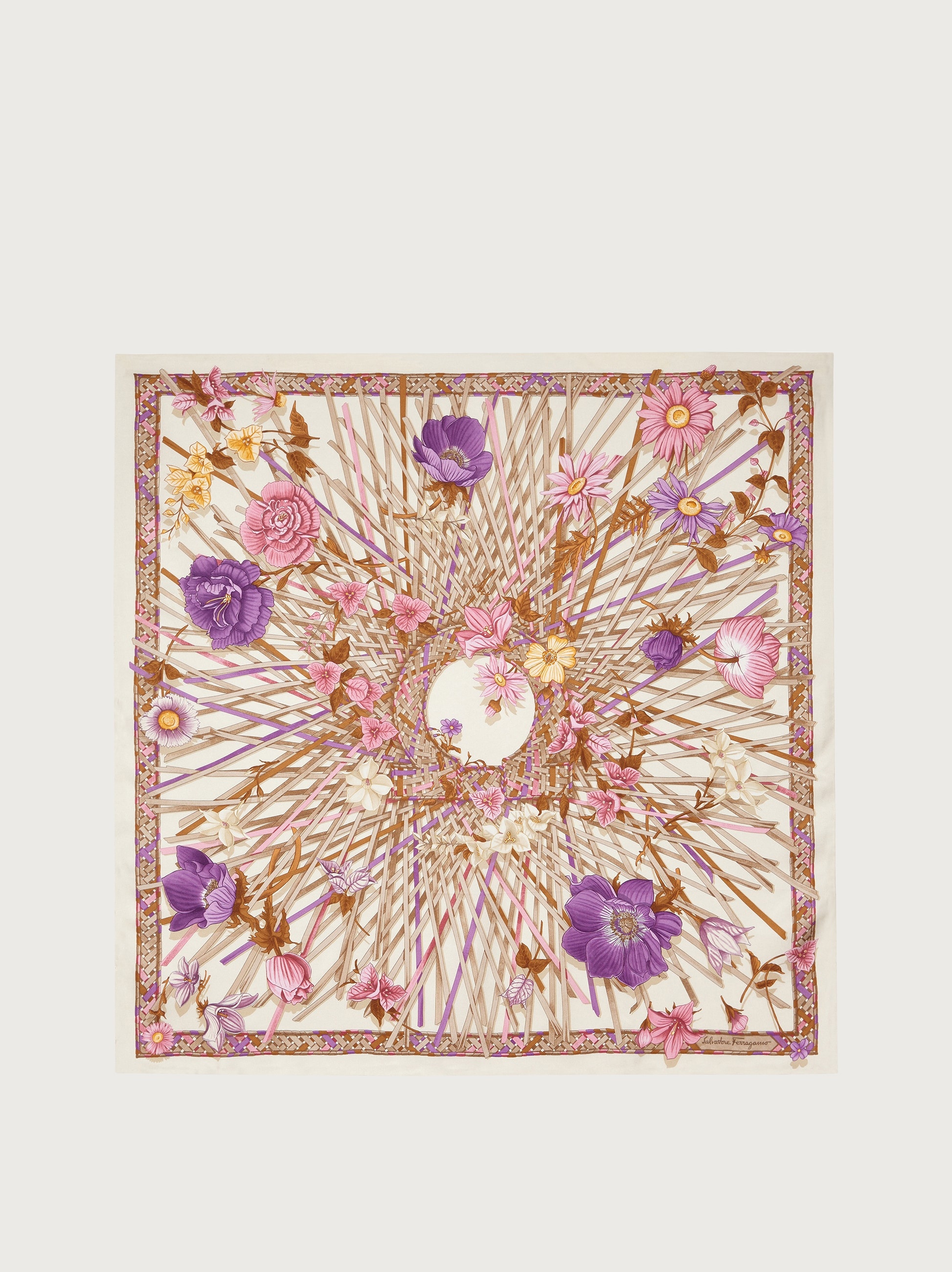 Vimini print silk foulard - 1