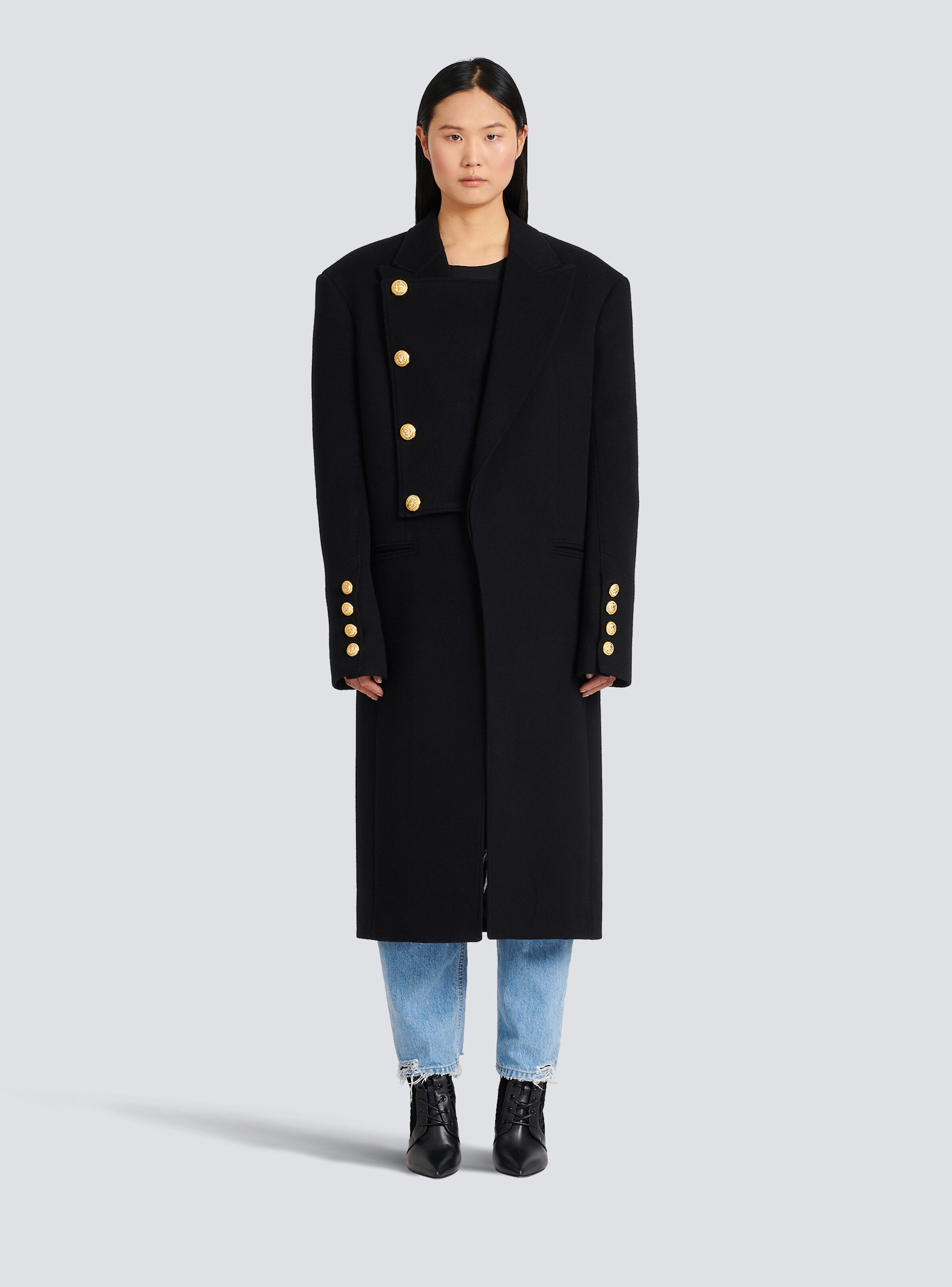 Unisex - Four-button wool coat with detachable inset jacket - 4