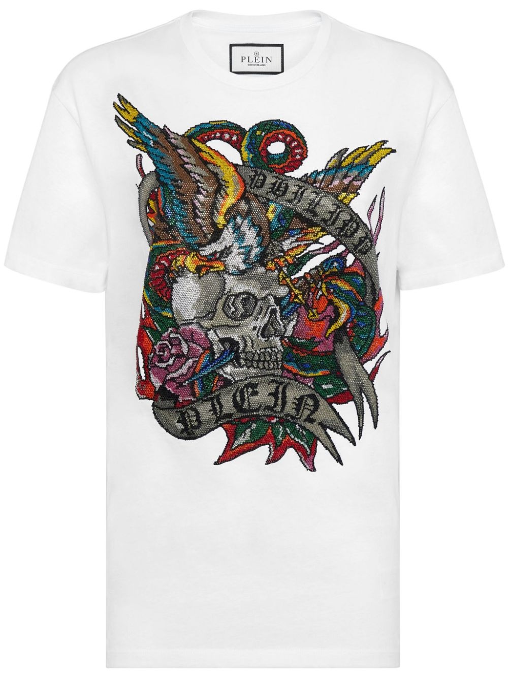 tattoo motif cotton T-shirt - 1