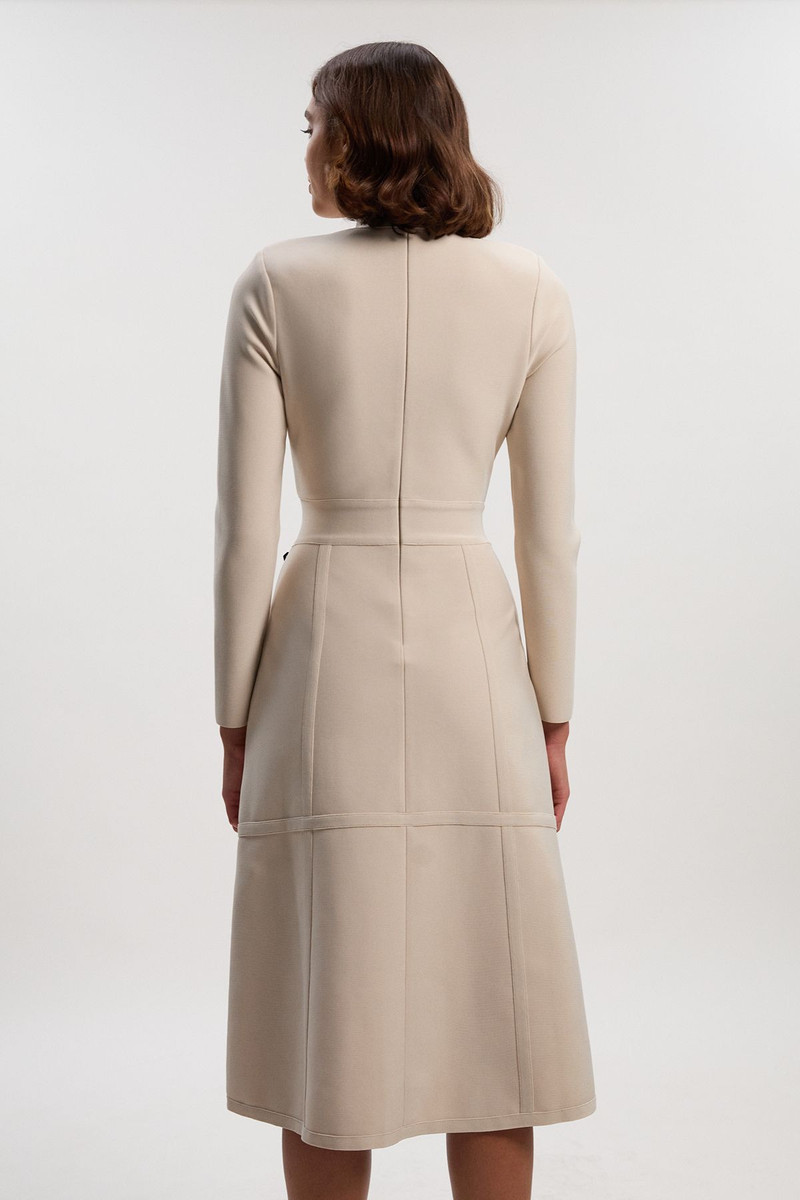 Tall Figure Form Bandage Asymmetric Long Sleeve Knit Midi Dress 5