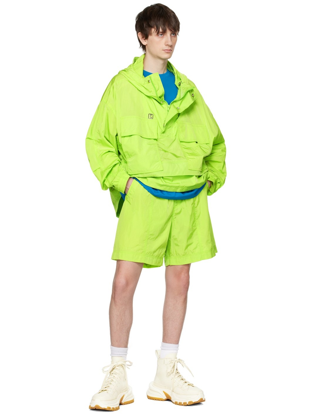 Green Paneled Shorts - 4