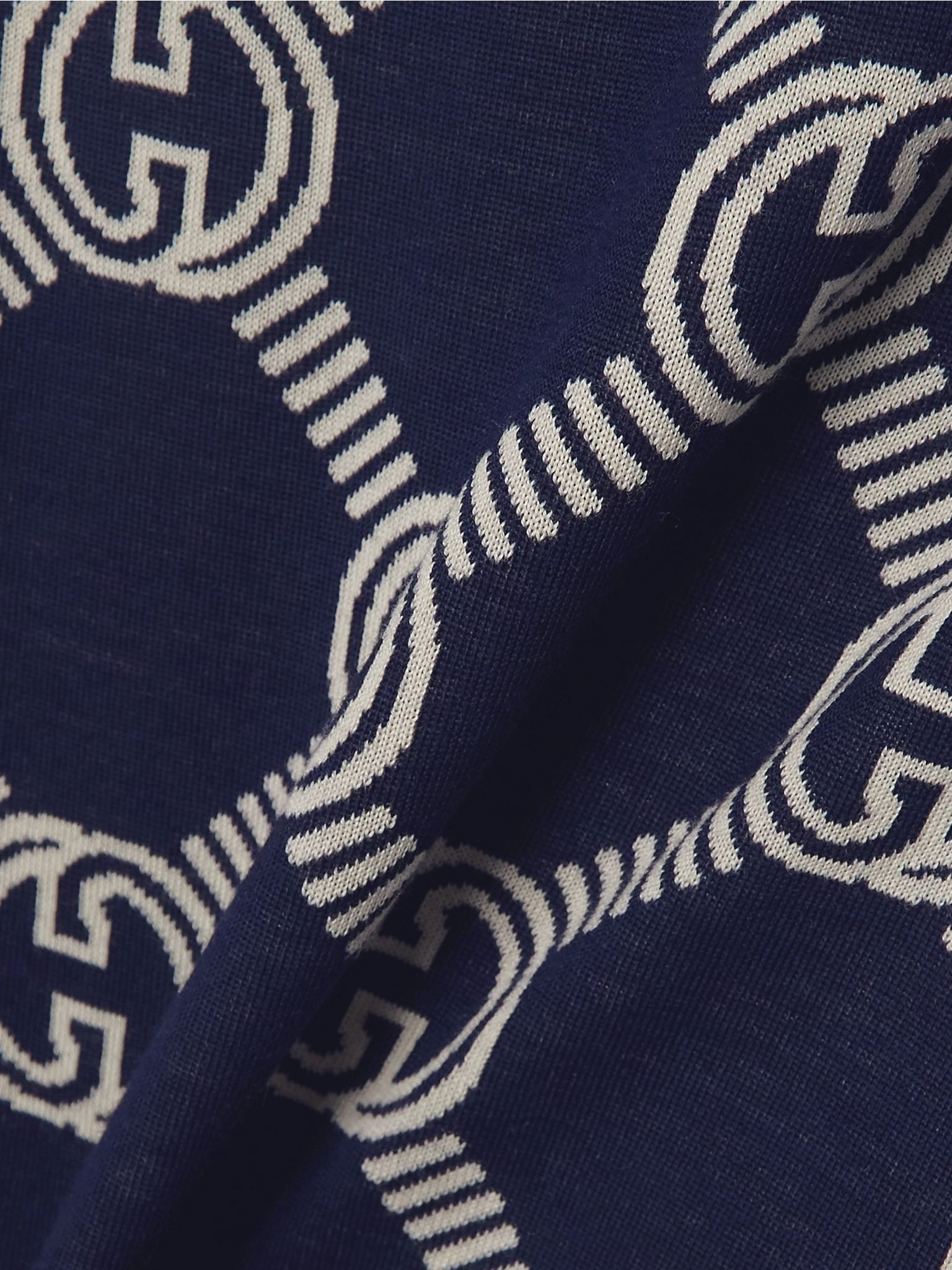 Logo-jacquard stretch wool-blend sweater Blue - 5