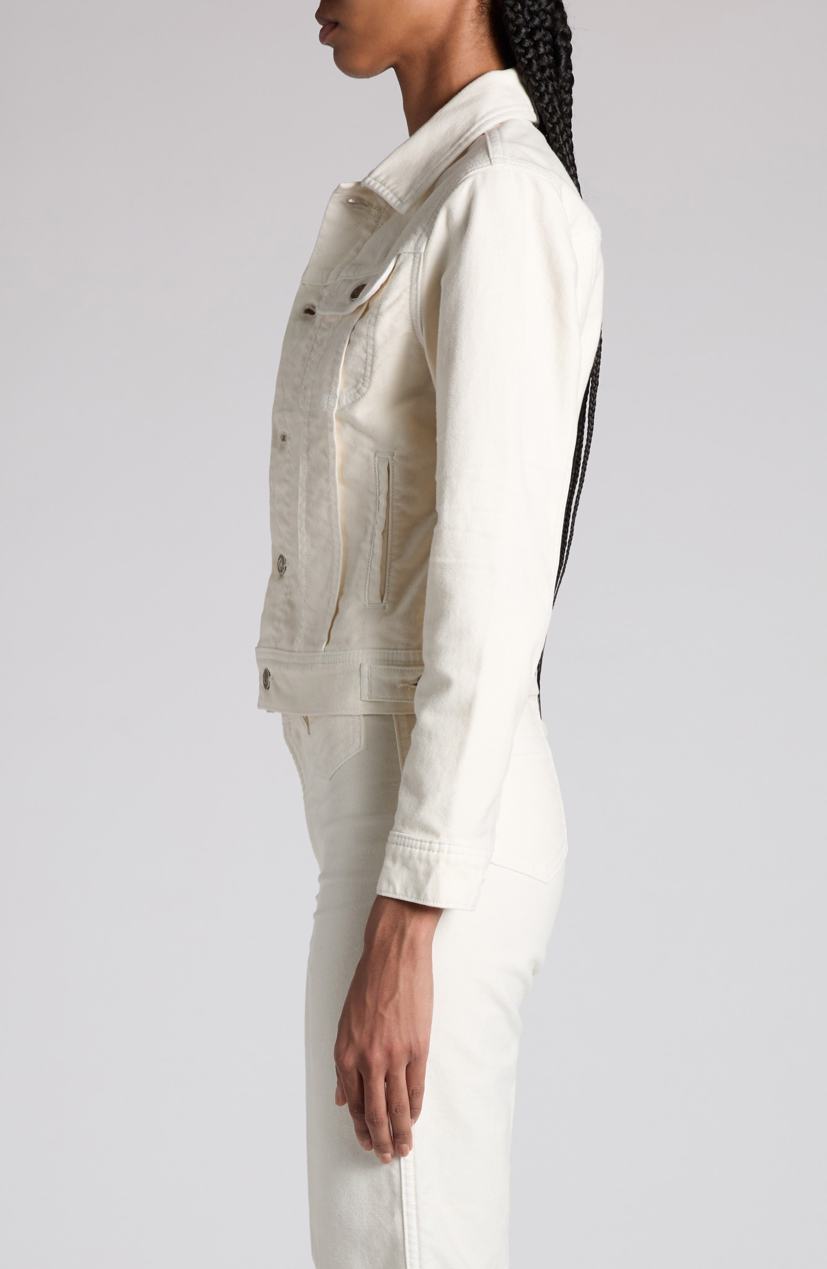 TOM FORD Moleskin Denim Trucker Jacket in Off White at Nordstrom - 4