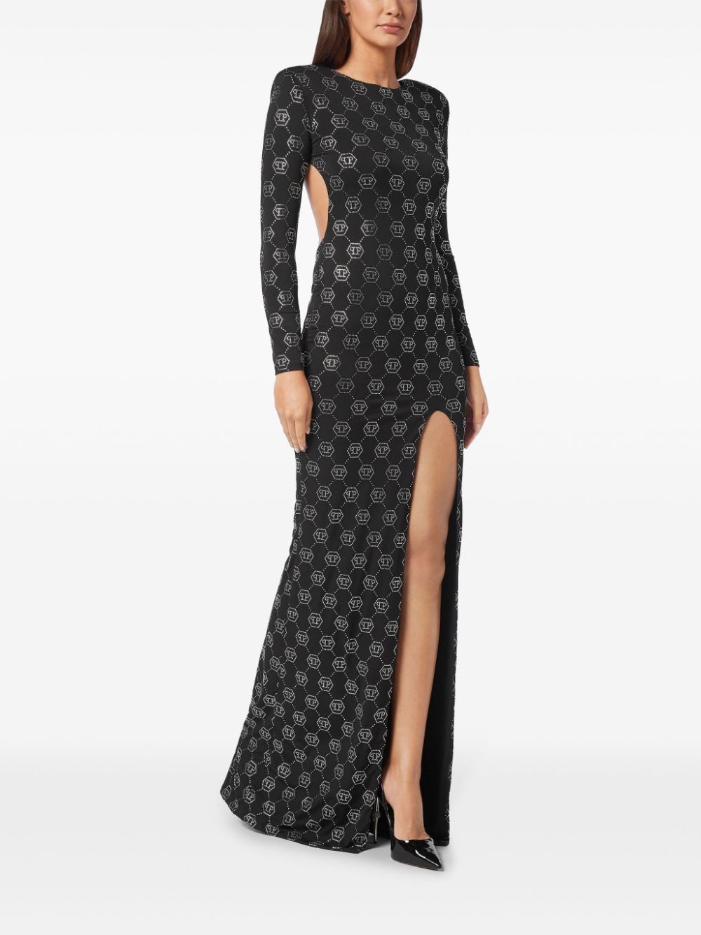 monogram-embellished long dress - 3
