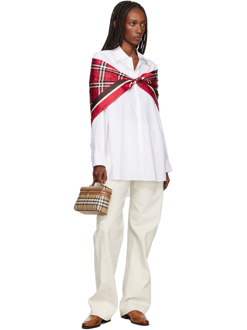 Burberry Red Check Silk Scarf outlook