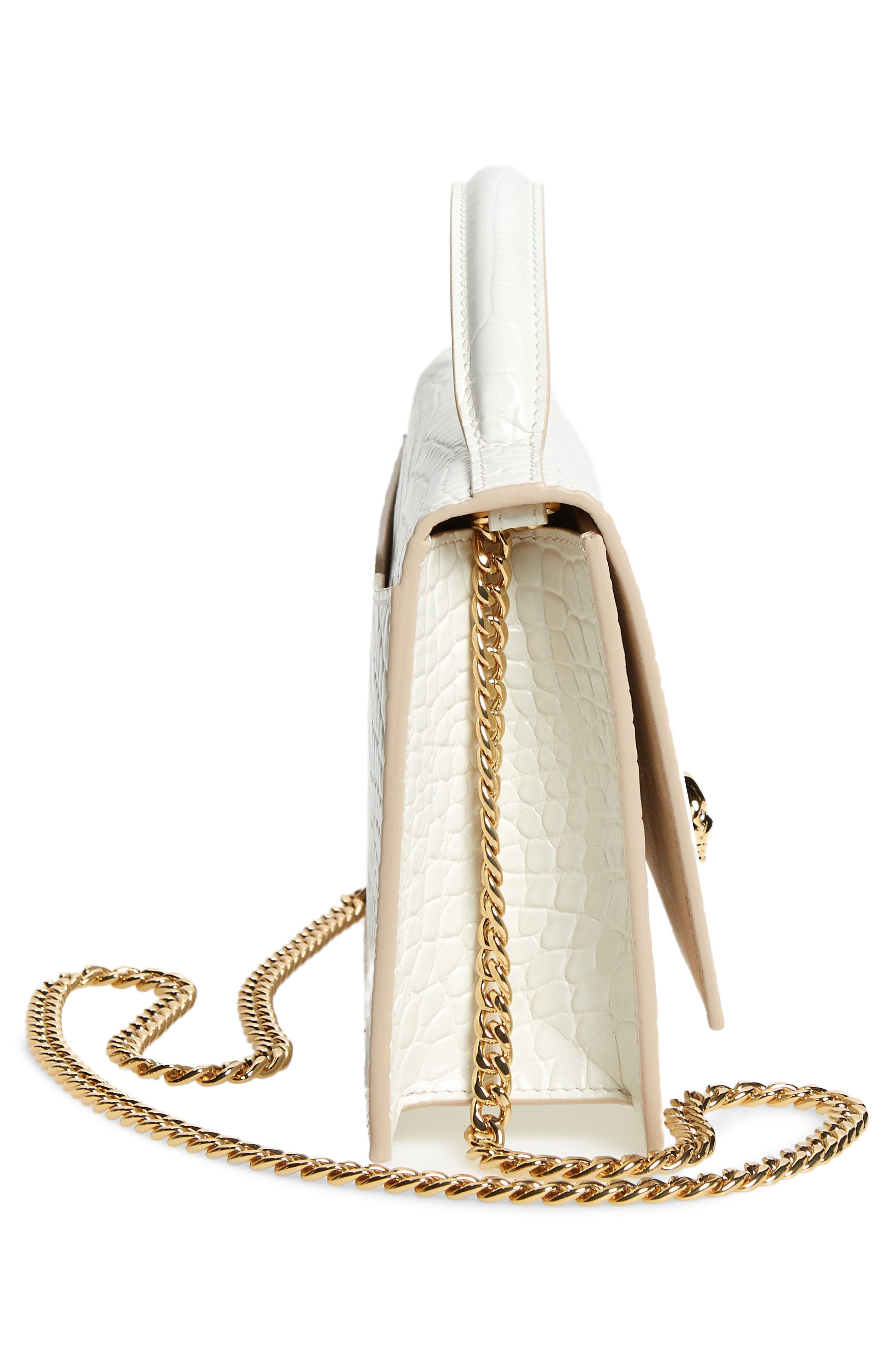 Medium Skull Croc Embossed Leather Crossbody Bag - 6