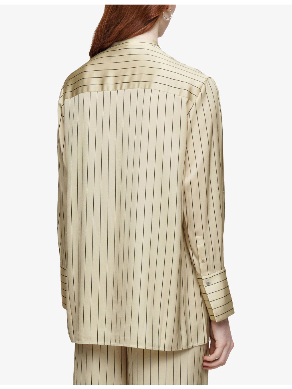 Athena Geometric-Stripe Stretch Silk-Blend Blouse - 4