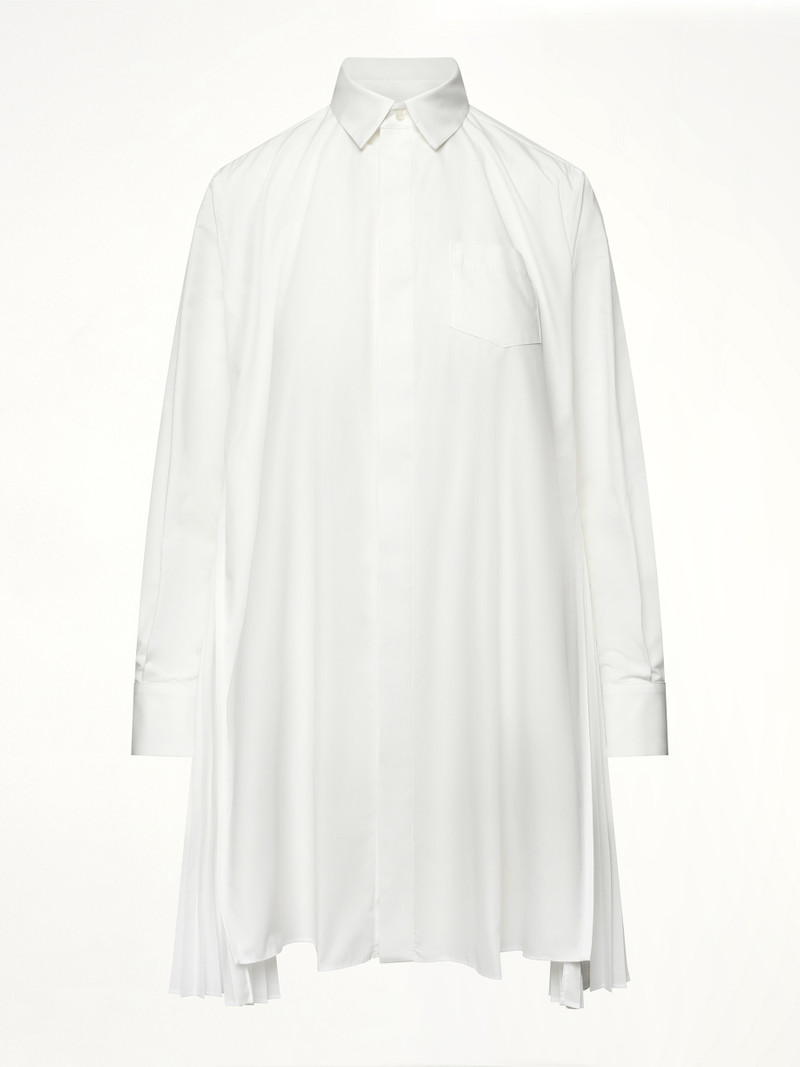 sacai Side Zip Poplin Dress in Off White outlook