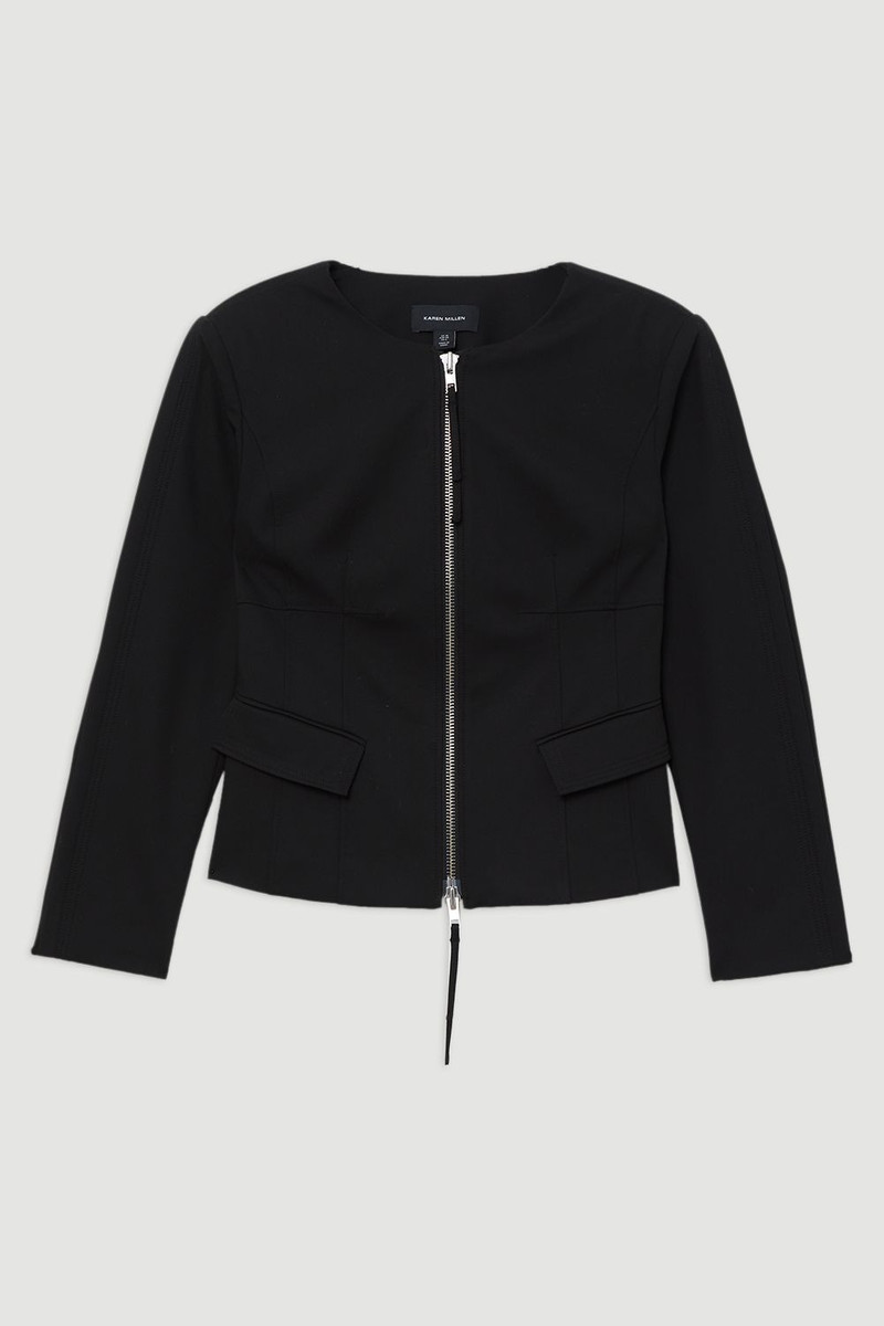 Tailored Viscose Zip Through Multi Stitch Jacket 4