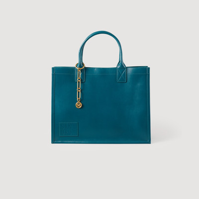 Sandro Leather tote bag with chain jewellery outlook