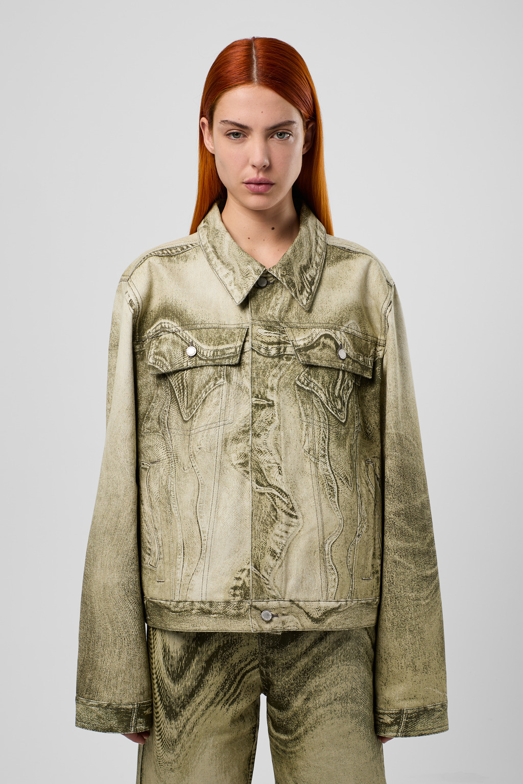 Black-Green Denim Jacket - 2