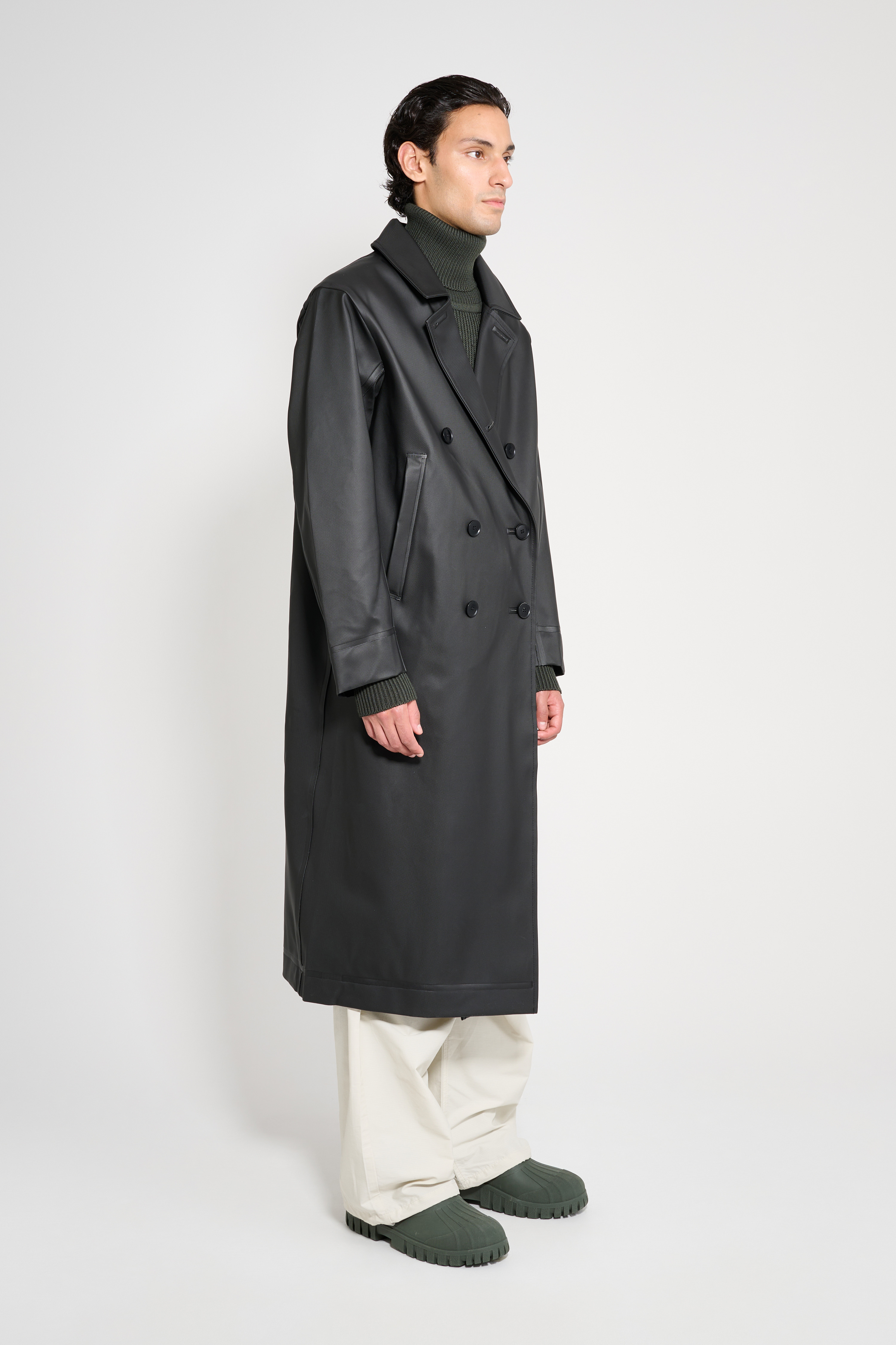 Rosenbad Long Double Breasted Overcoat Black - 3