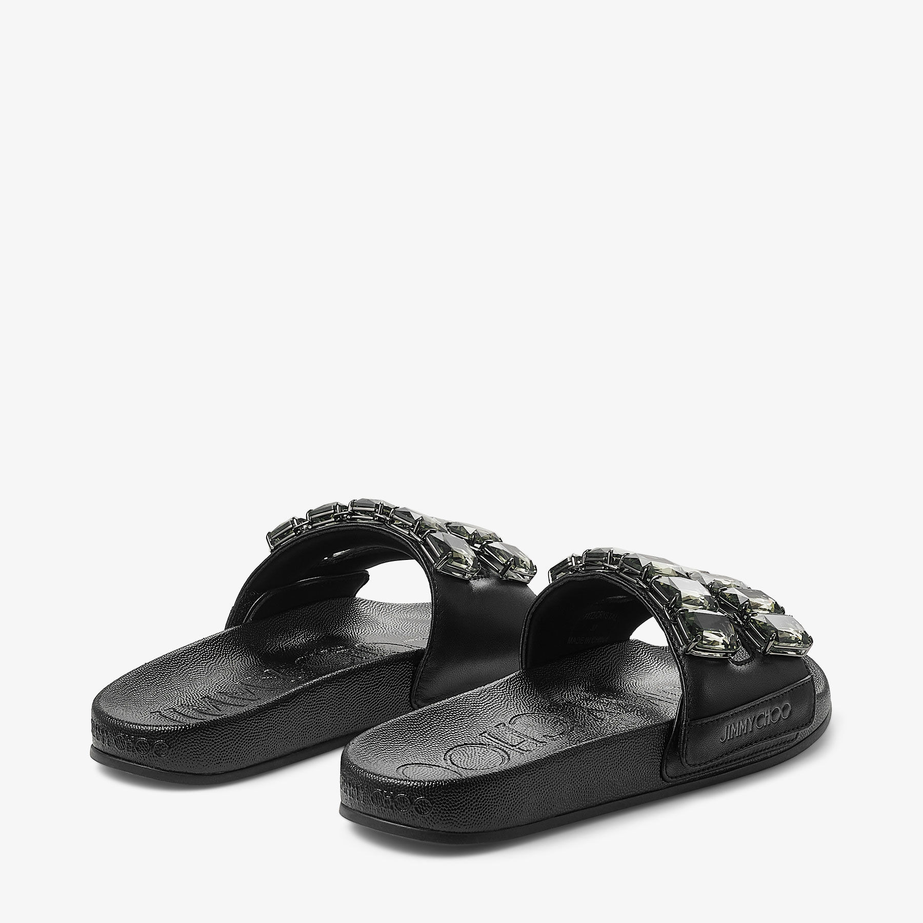 Fitz/Crystal
Black Nappa Leather Crystal Slides - 5