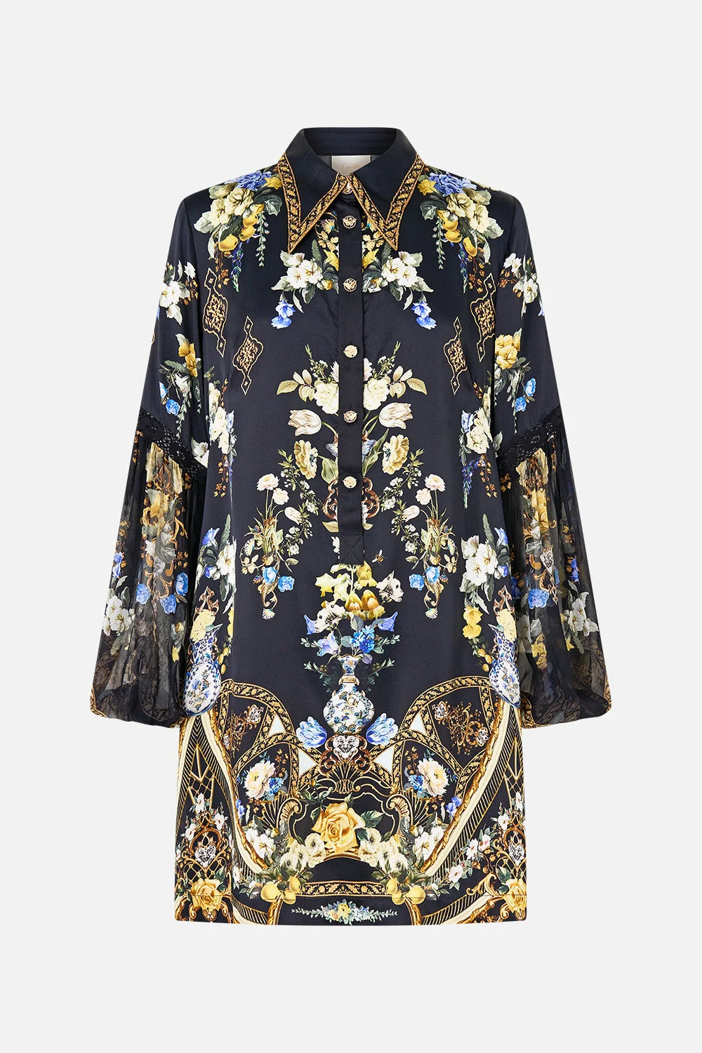 SHIRT DRESS WITH BLOUSON SLEEVE - 1