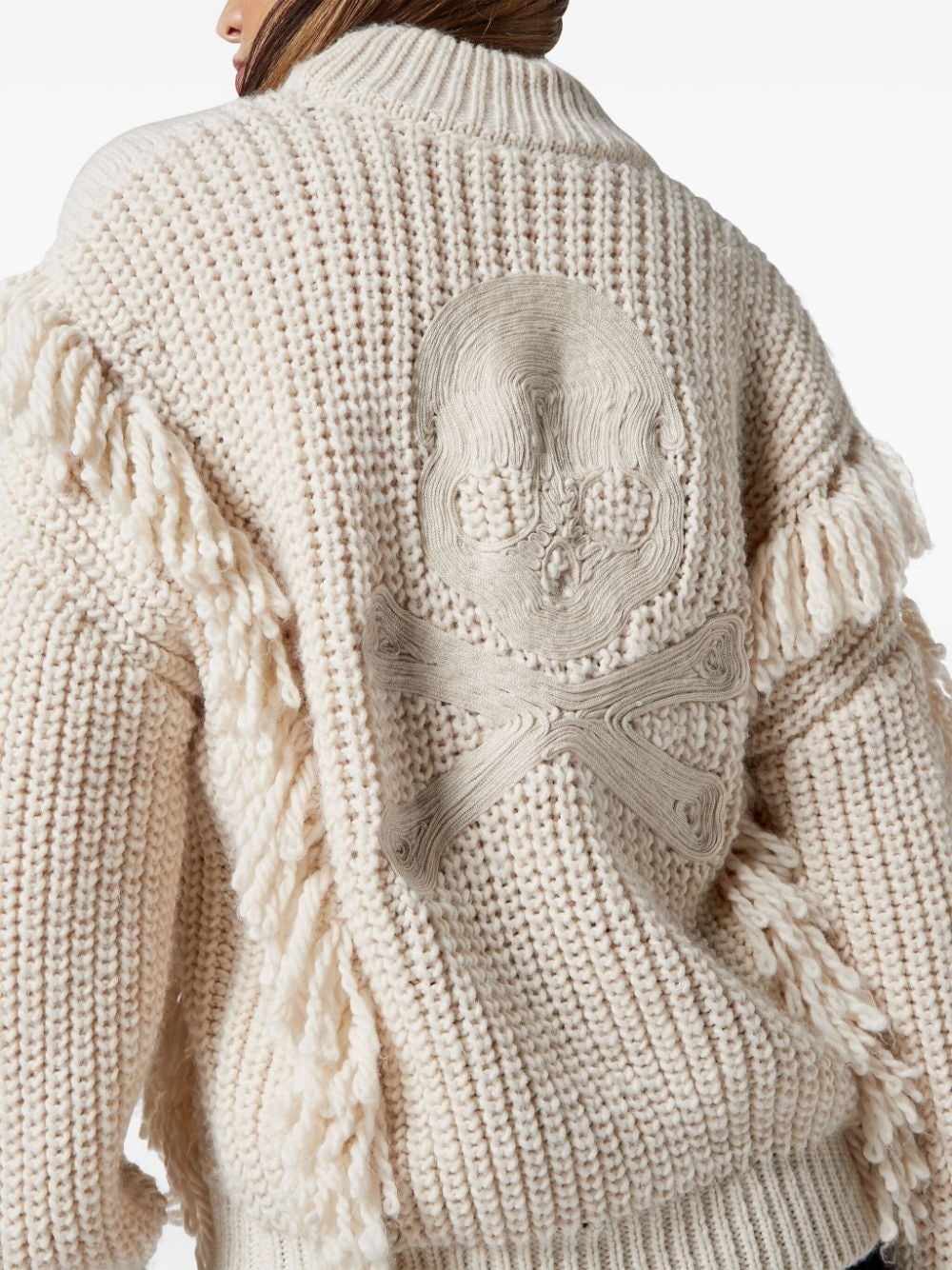skull-embroidered cable-knit jumper - 3