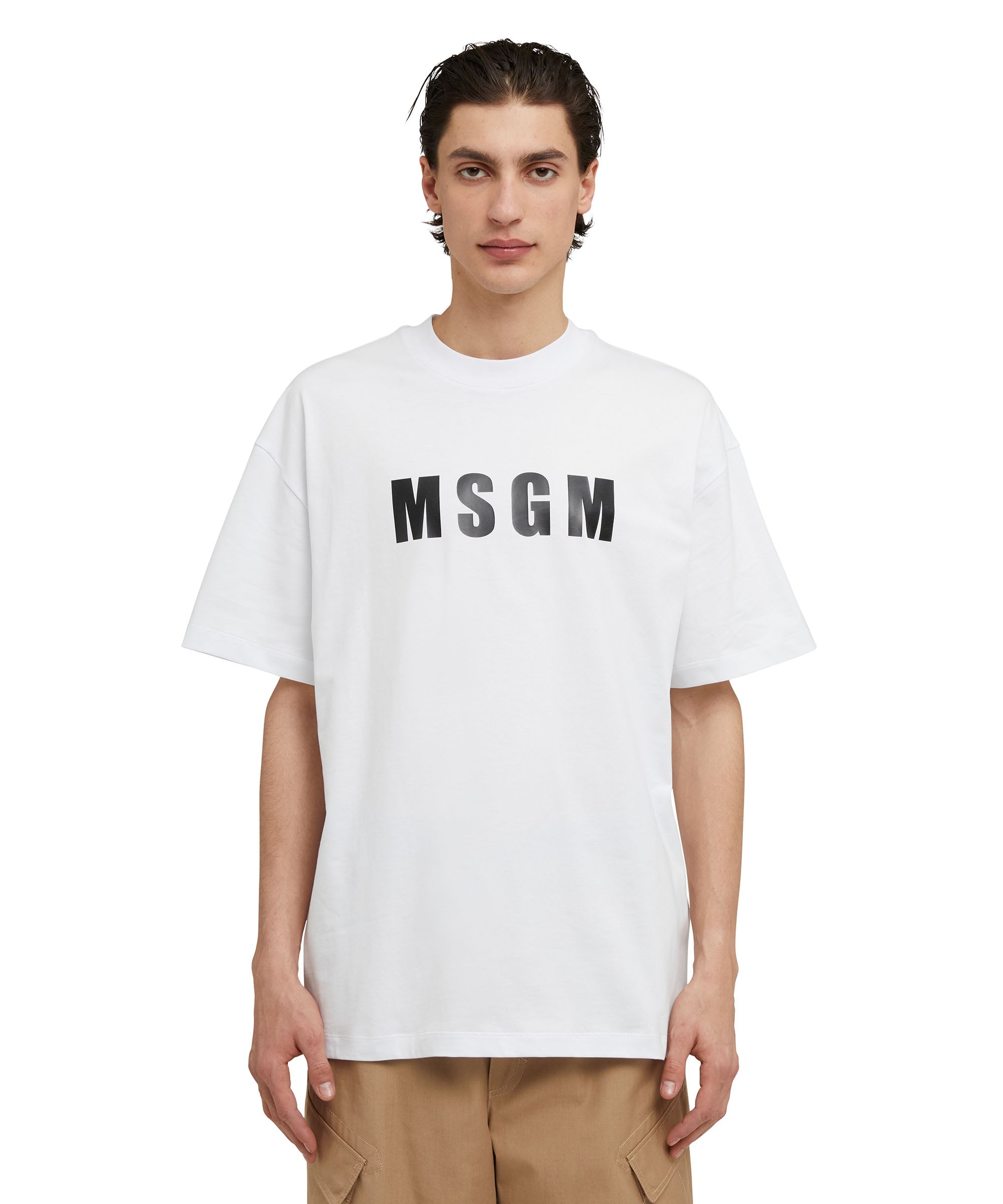 Cotton crewneck t-shirt with MSGM logo - 2