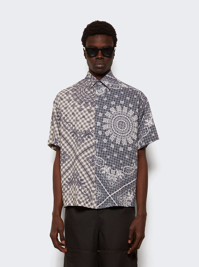 Rhude Split Gingham Bandana Button Up Shirt Black And White outlook