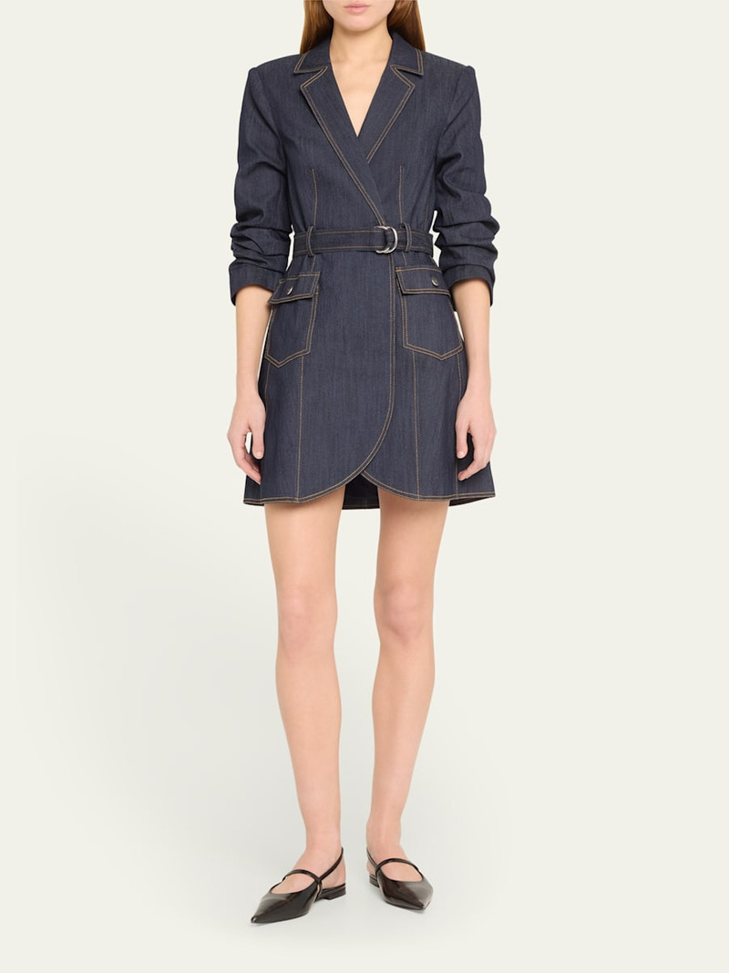 Cinq à Sept Jenessa Belted Denim Mini Wrap Shirtdress outlook