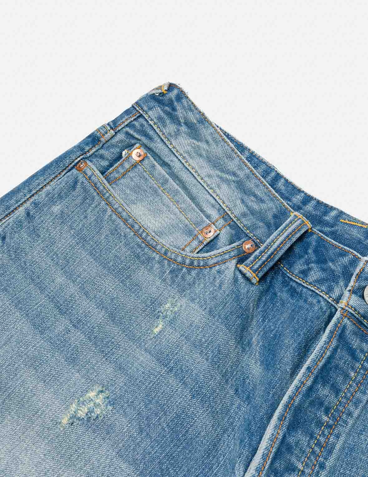 Playful Seagull and The Great Wave Print Regular Fit Denim Shorts - 10