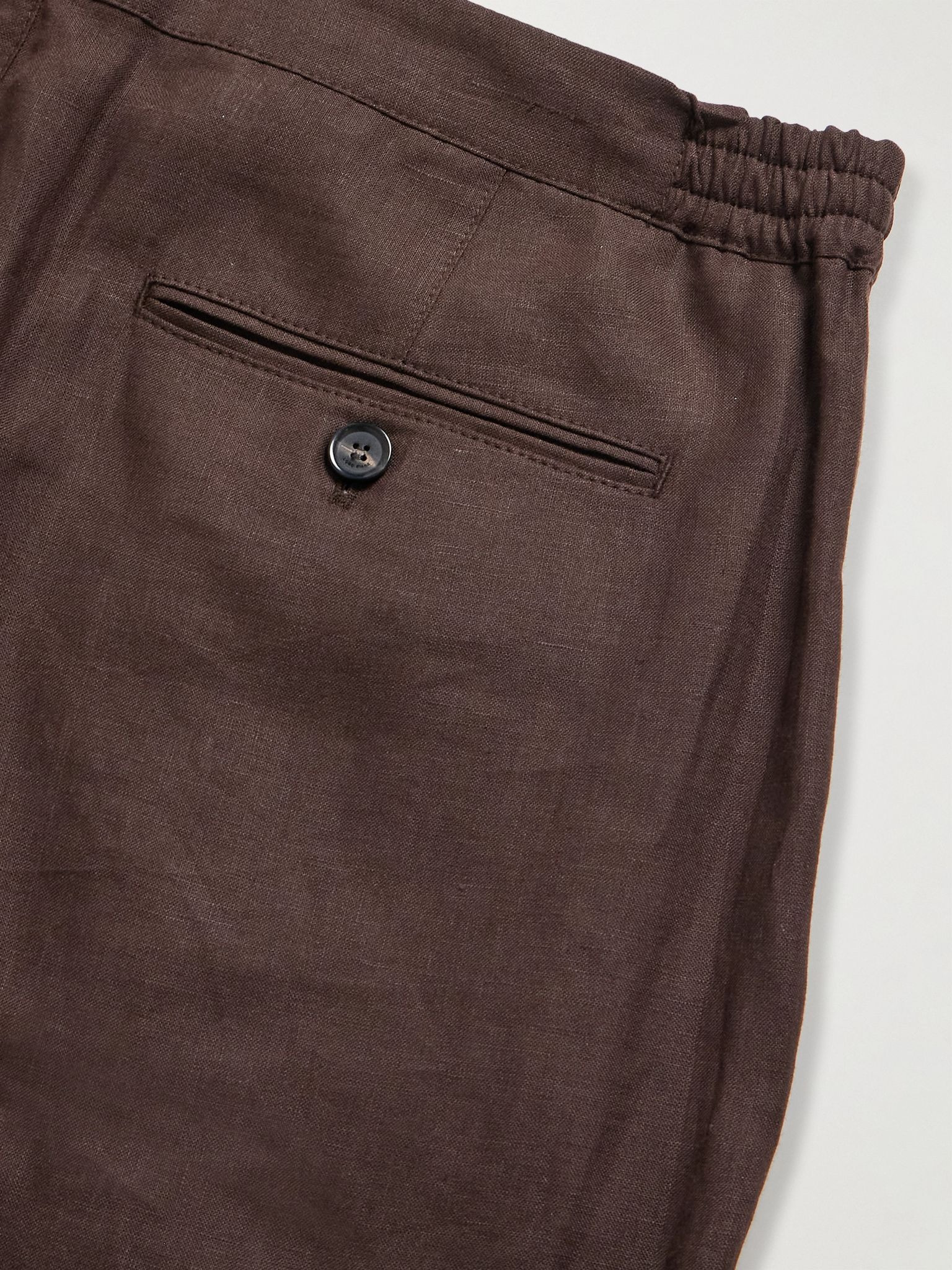 Straight-Leg Linen Shorts Brown - 5