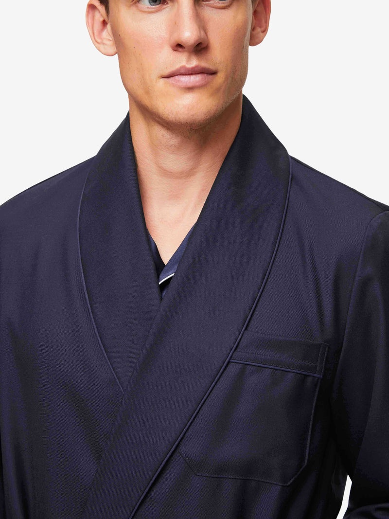 Men's Dressing Gown Westminster 2 Wool Navy - 5