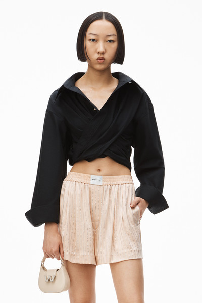 Alexander Wang CROSS DRAPE CROP SHIRT IN COMPACT COTTON outlook