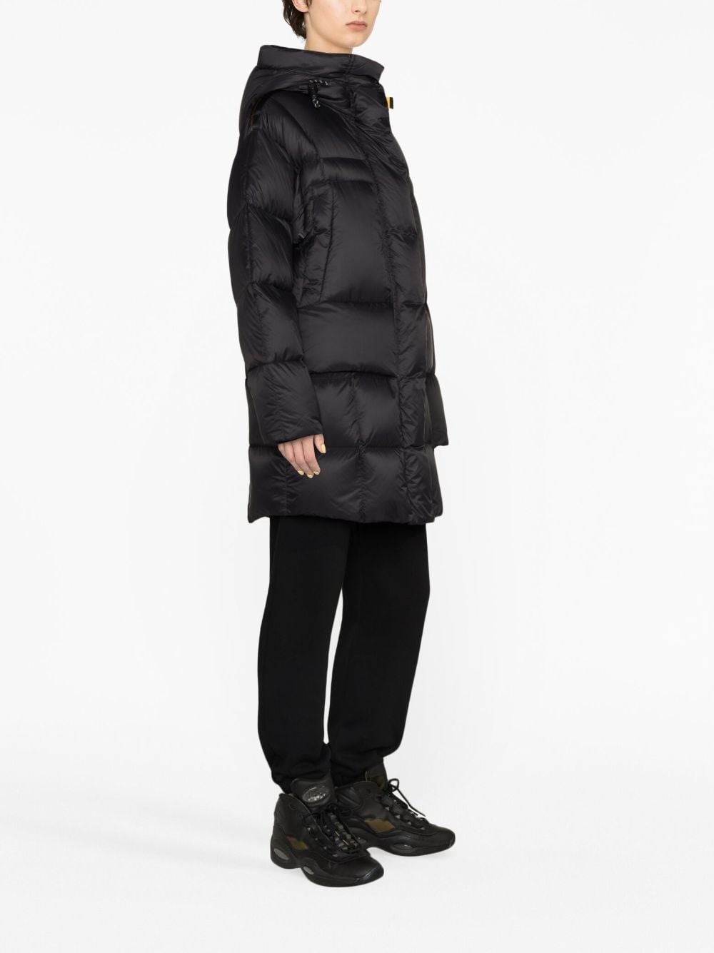 logo-patch hooded puffer jacket - 3
