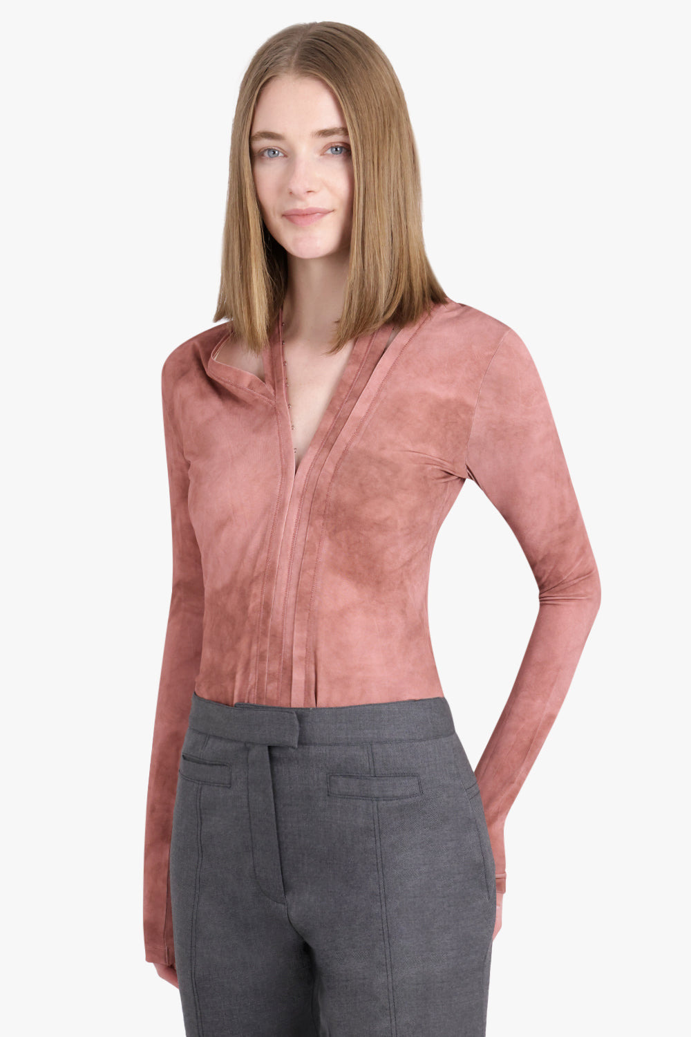 HOOK & EYE V NECK BODYSUIT | CLOUDY PINK - 2