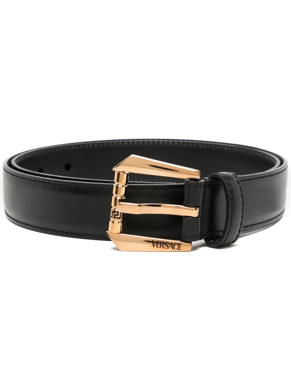 logo-engraved leather belt - 1