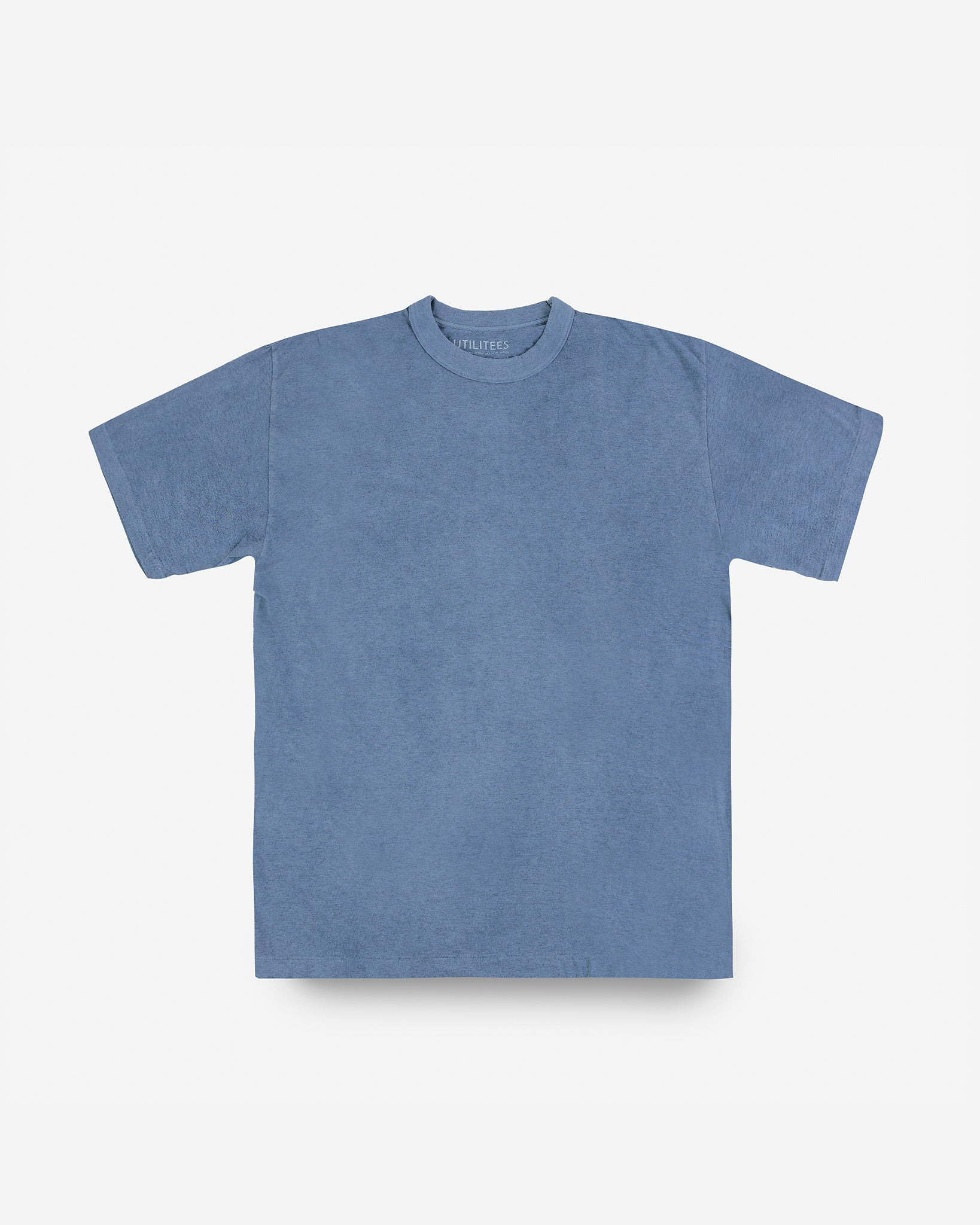 UTIL-NIN UTILITEES - 5.5oz Loopwheel Crew Neck T-Shirt - Natural Indigo / White Body - 1