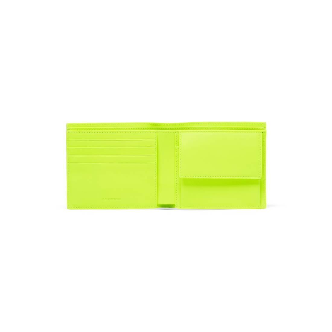 Men's Cash Square Folded Coin Wallet With Reflective Allover Logo  in Fluo Yellow - 3