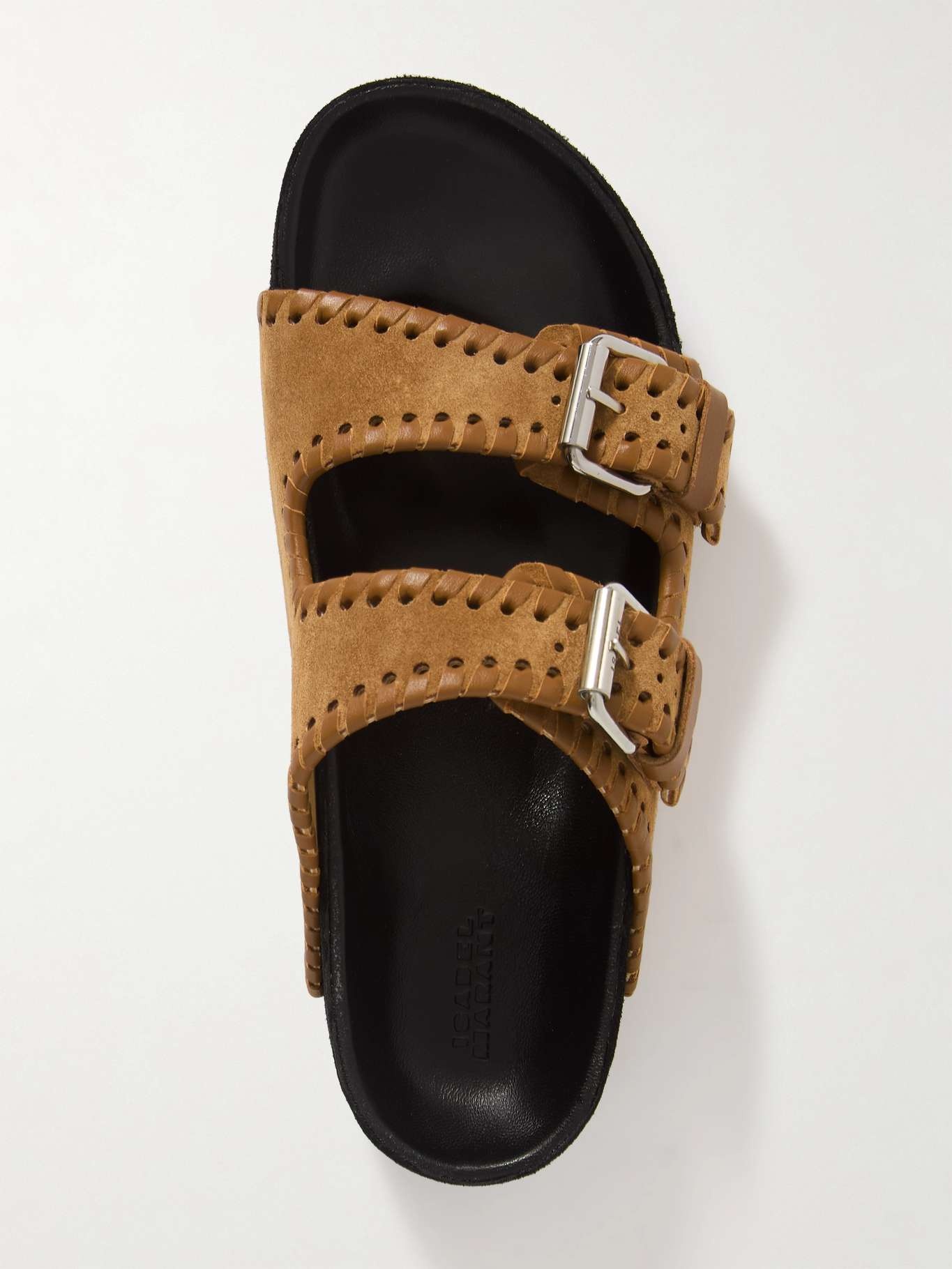 Lennyo leather-trimmed suede slides - 5