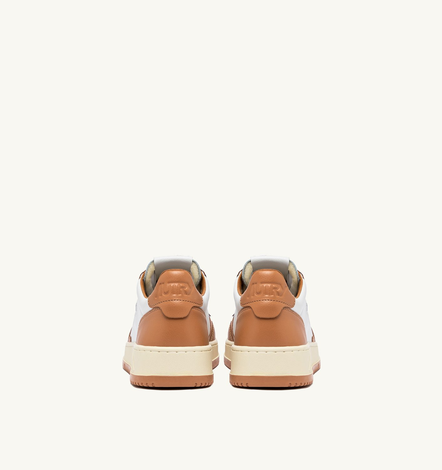MEDALIST LOW BICOLOR SNEAKERS IN WHITE AND SAND STORM LEATHER - 3