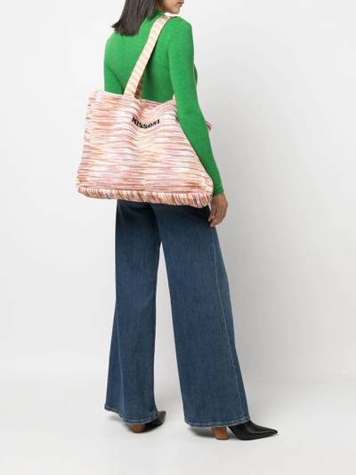 Missoni logo-print knitted tote bag outlook