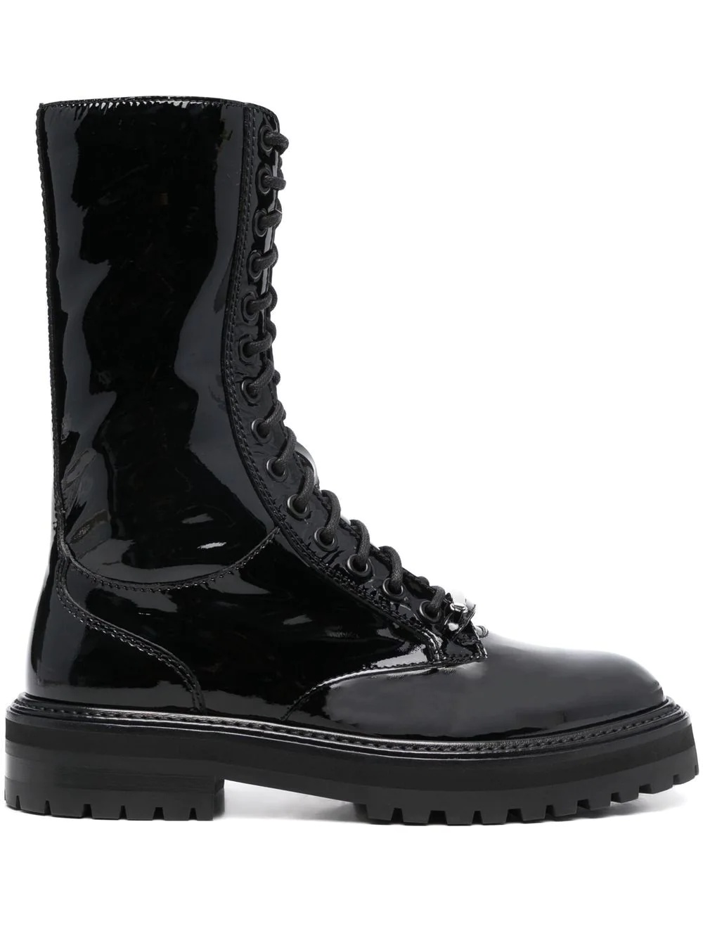 lace-up patent-leather boots - 1