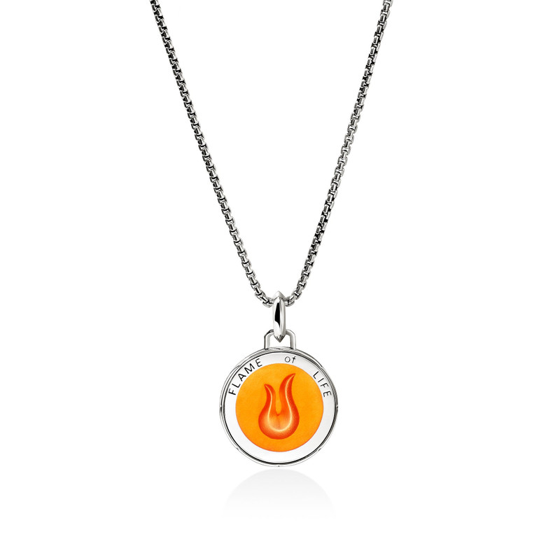 Flame Talisman Necklace, Sterling Silver, Enamel 1