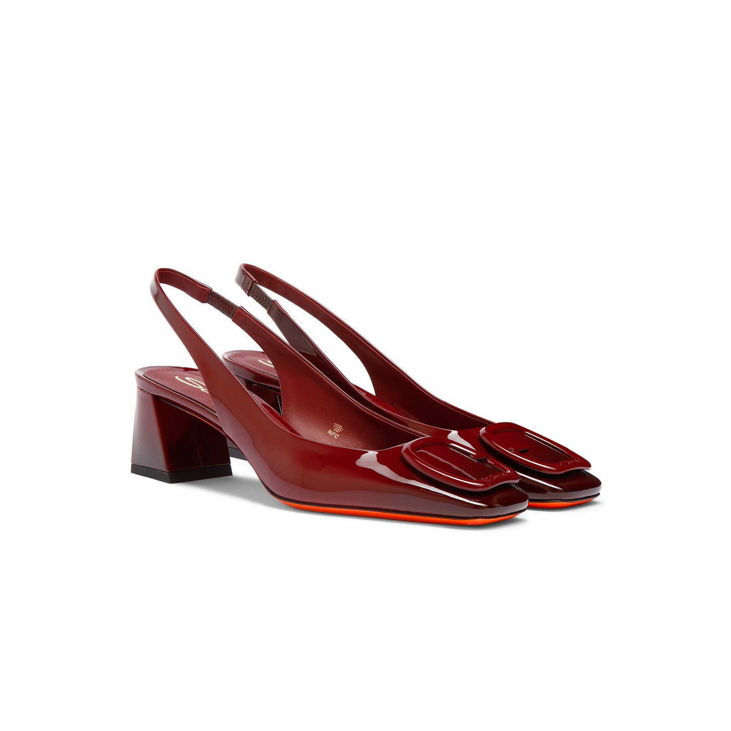 Women's red patent leather mid-heel pump - 3