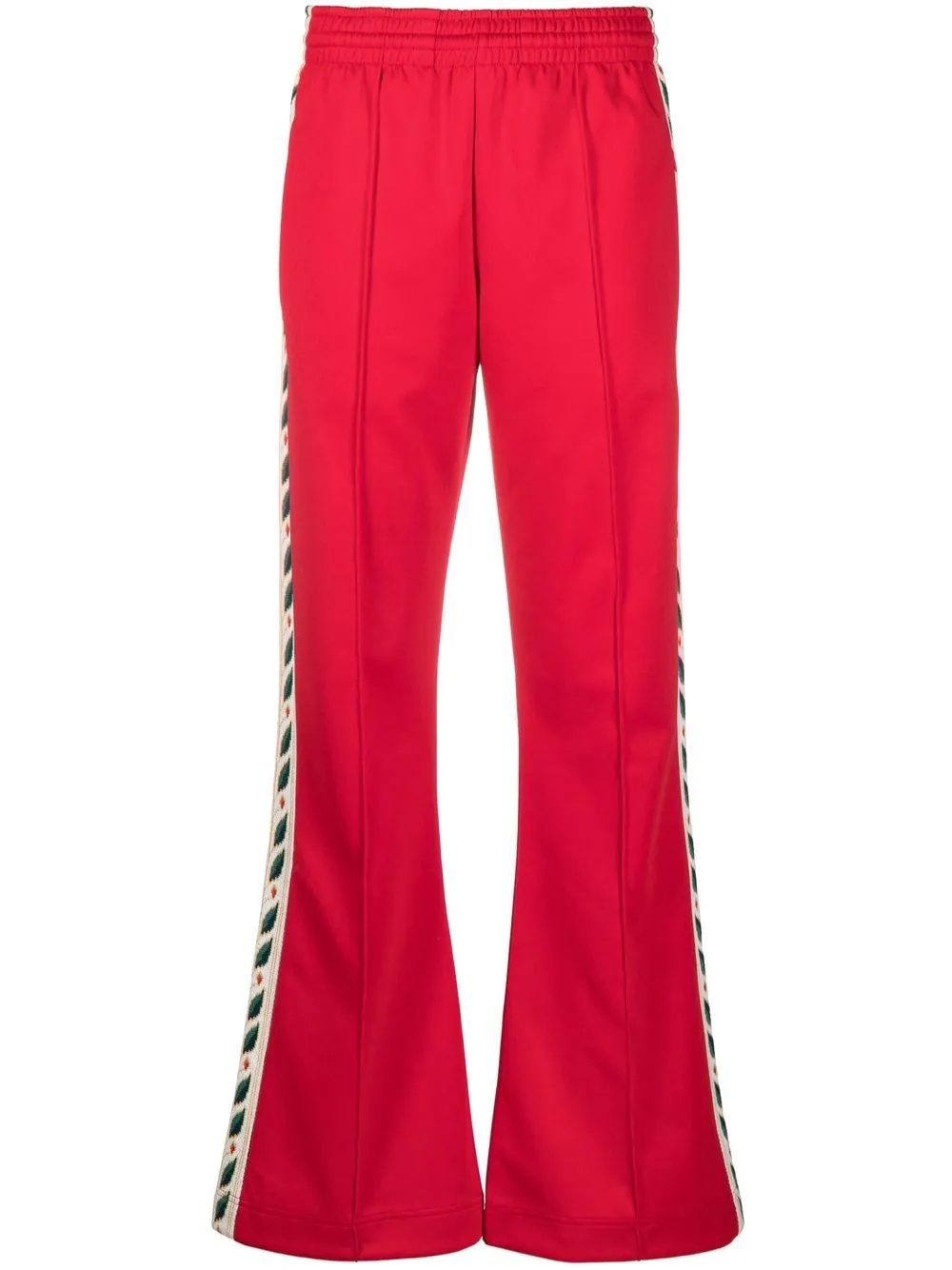 floral-embroidered flared trousers - 1