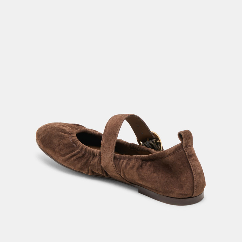CAELY BALLET FLATS DK BROWN SUEDE 8