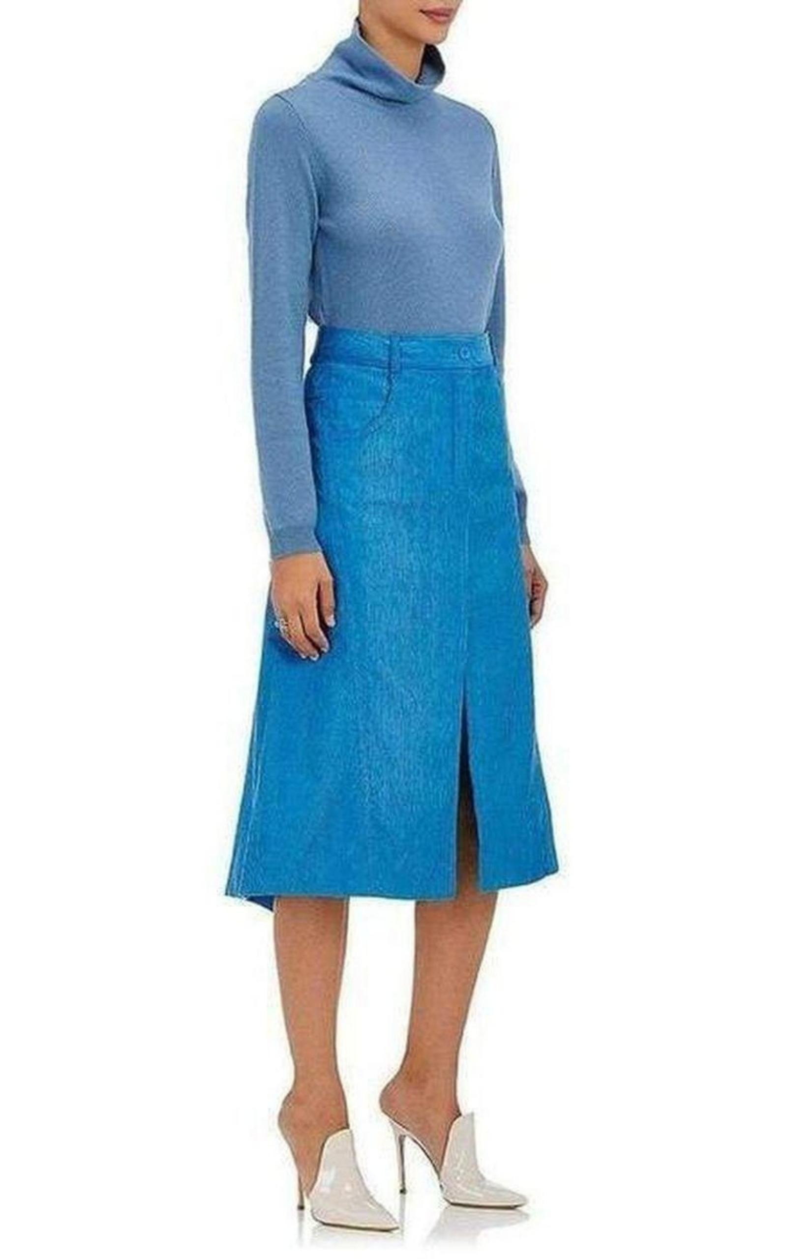Cotton Blend Corduroy A-Line Skirt - 2