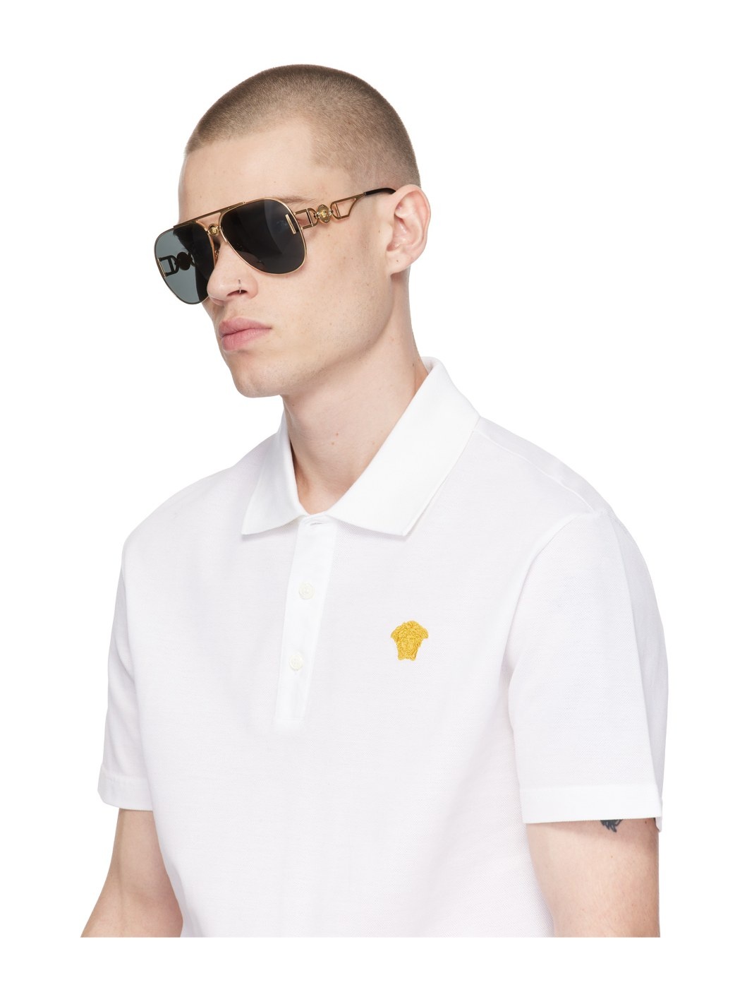 Gold Medusa Pilot Biggie Sunglasses - 8
