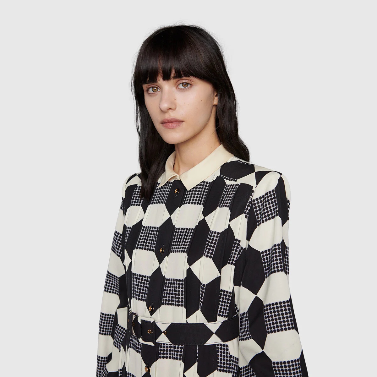 Belted optical print silk dress - 5