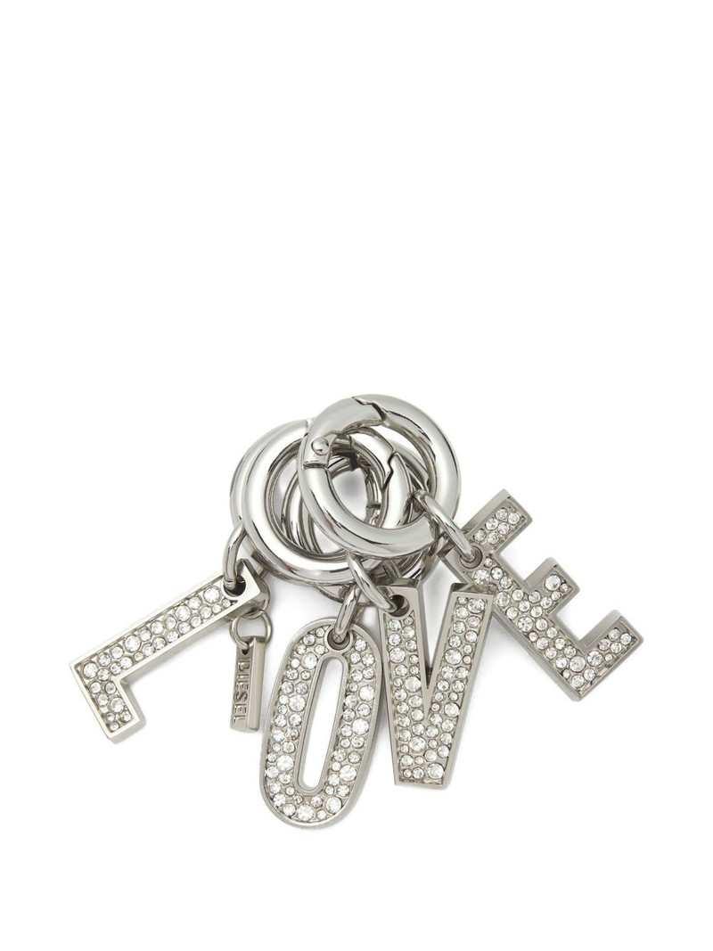 rhinestone charm-love keyring 1