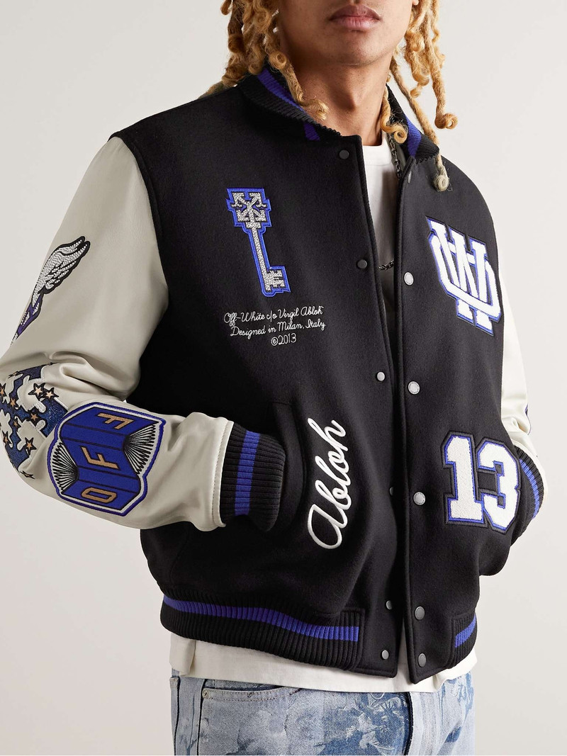 Appliquéd Wool-Blend Felt and Leather Varsity Jacket 4