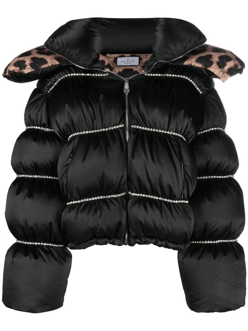 Flame embellished oversized puffer jacket 1
