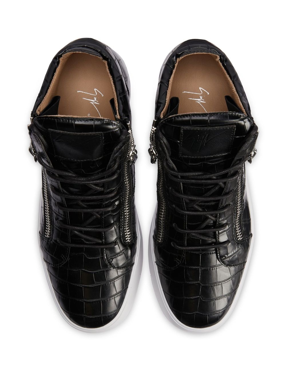 Kriss crocodile-effect leather sneakers - 4