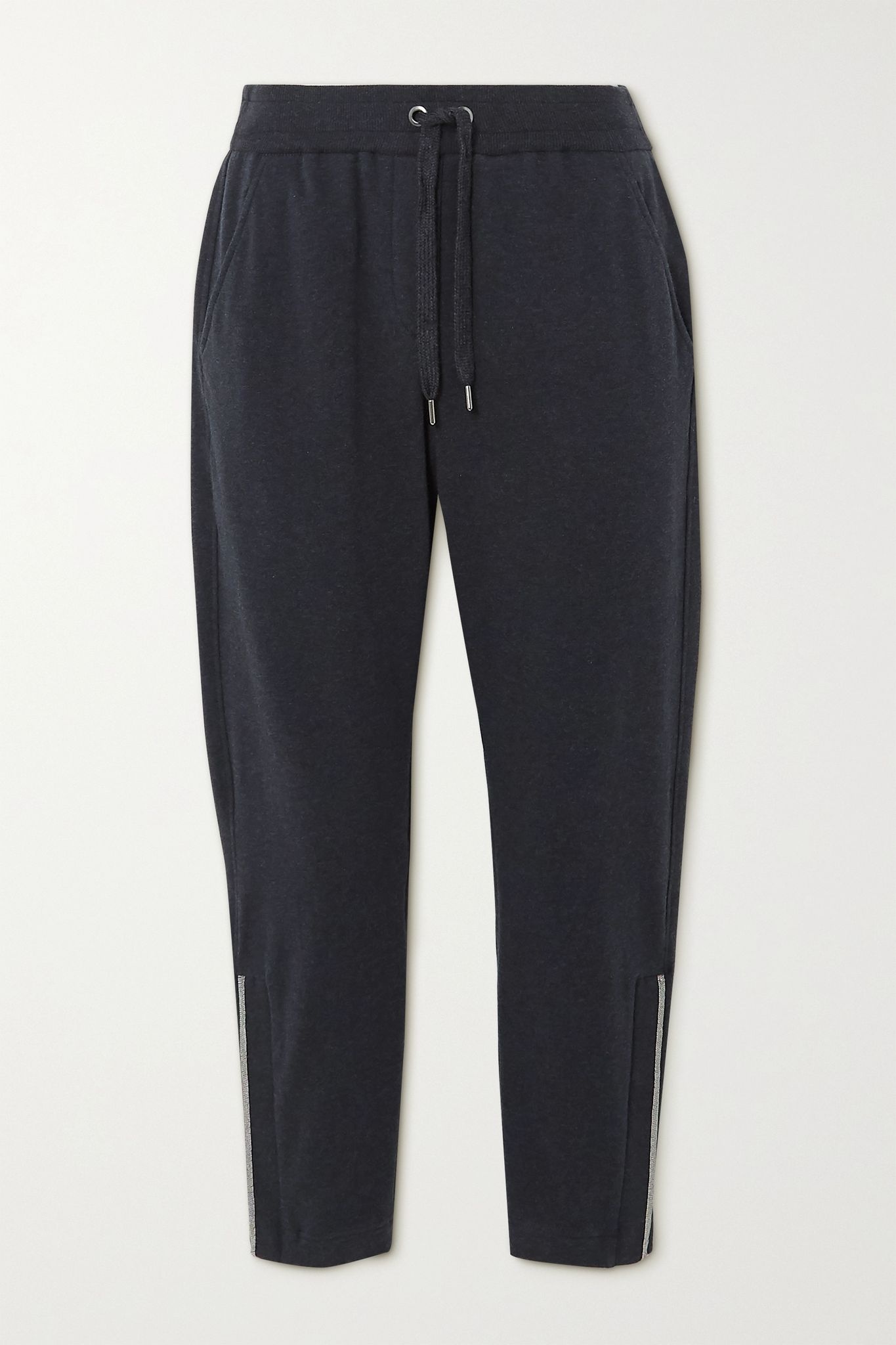 Bead-embellished stretch-cotton jersey track pants - 1